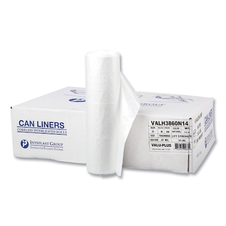 Integrated Bagging Systems 60 gal Trash Bags, 38 in x 58 in, Heavy-Duty, 12 microns, Clear, 200 PK VALH3860N14